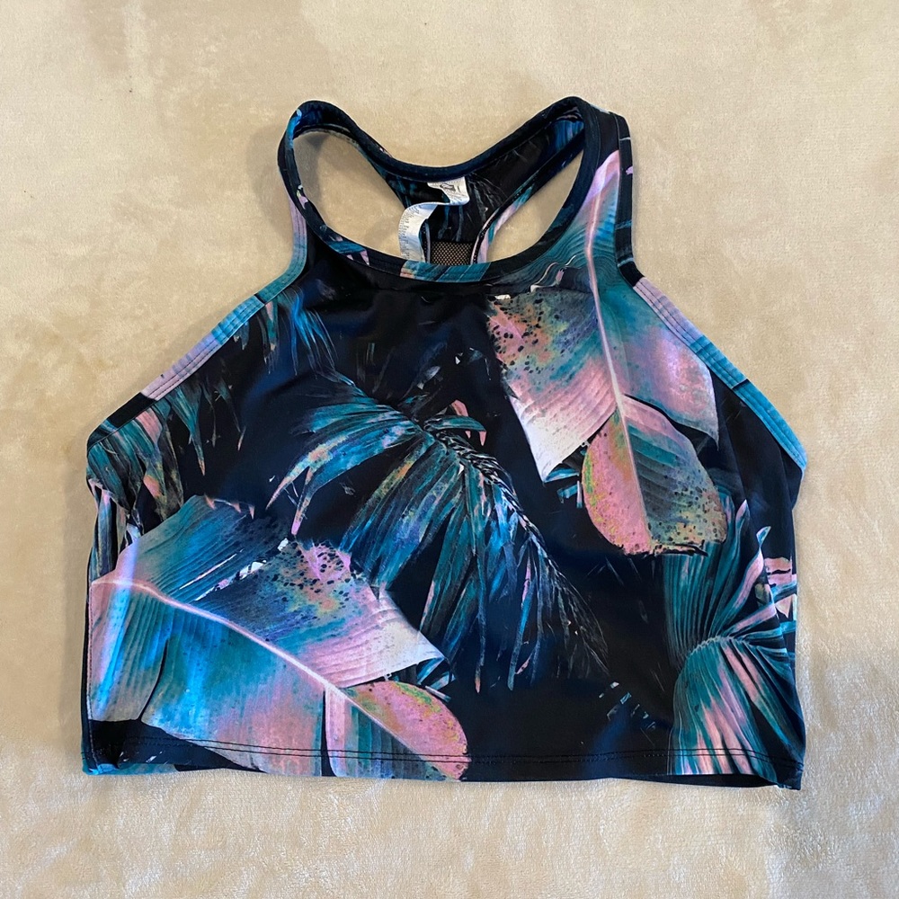 Fabletics tropical print sports bra top!